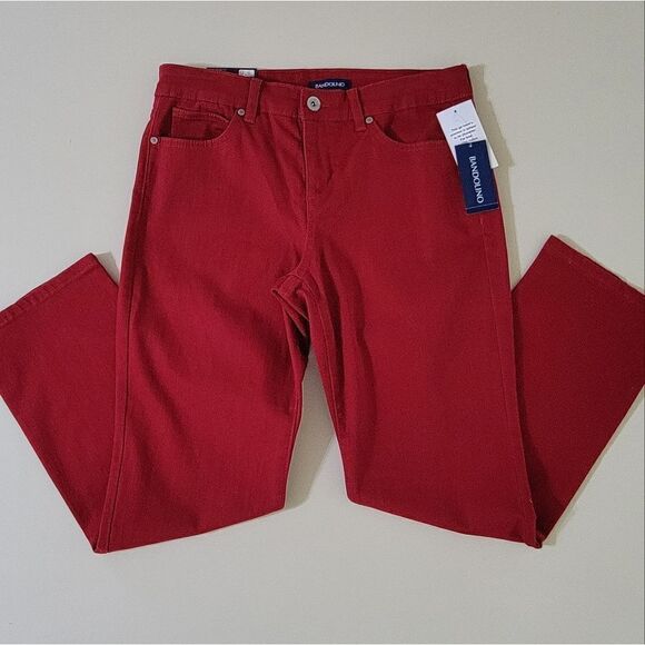 Bandolino Women's Mandie Signature Fit Mid Rise Straight Jean Apple Spice Red - Picture 5 of 16